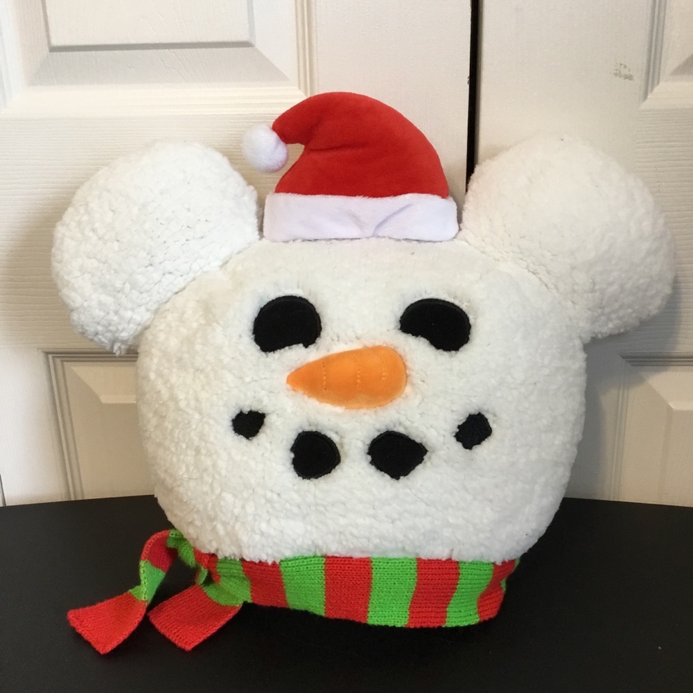 Disney Mickey Snowman Plush with Red and Green Stripes